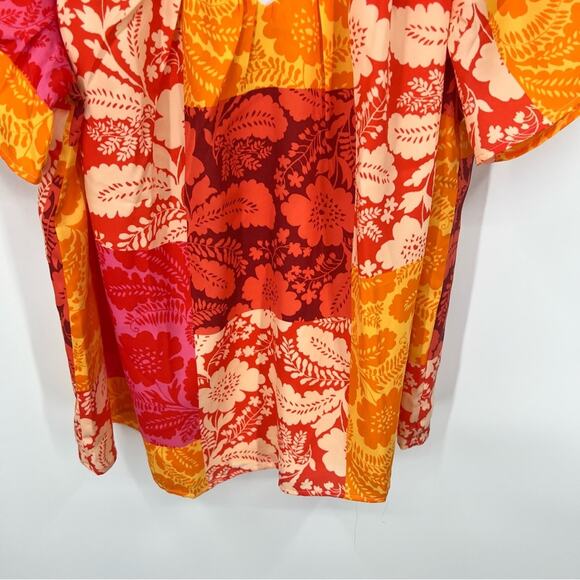 Ann Taylor Women’s Tropical Orange Red Short Sleeve Colorful Blouse Small New - Picture 4 of 8
